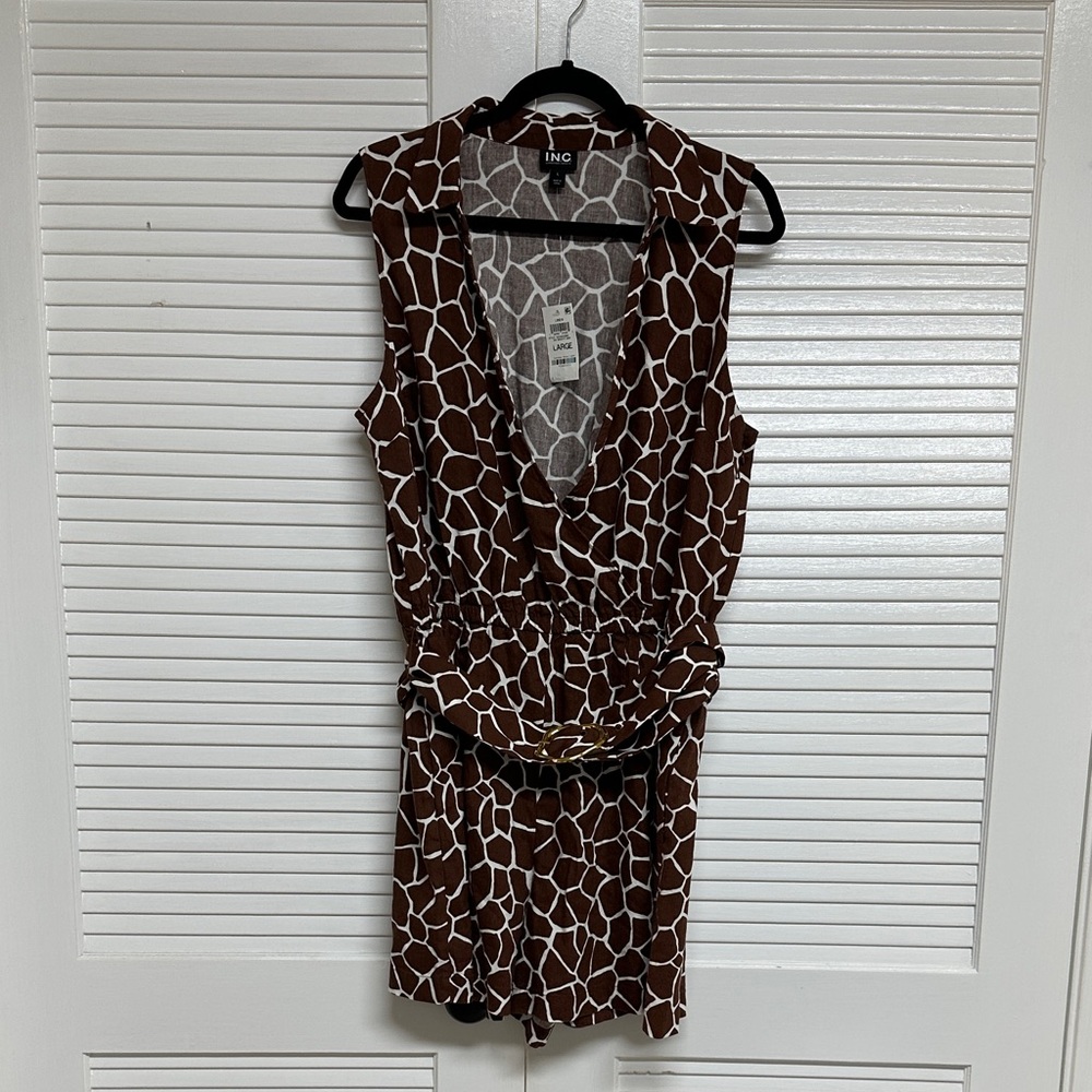 INC International Concepts Brown and White Romper